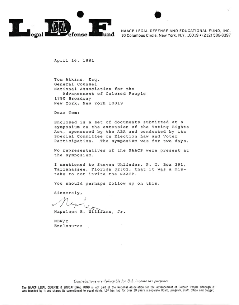 Correspondence from Williams to Atkins preview