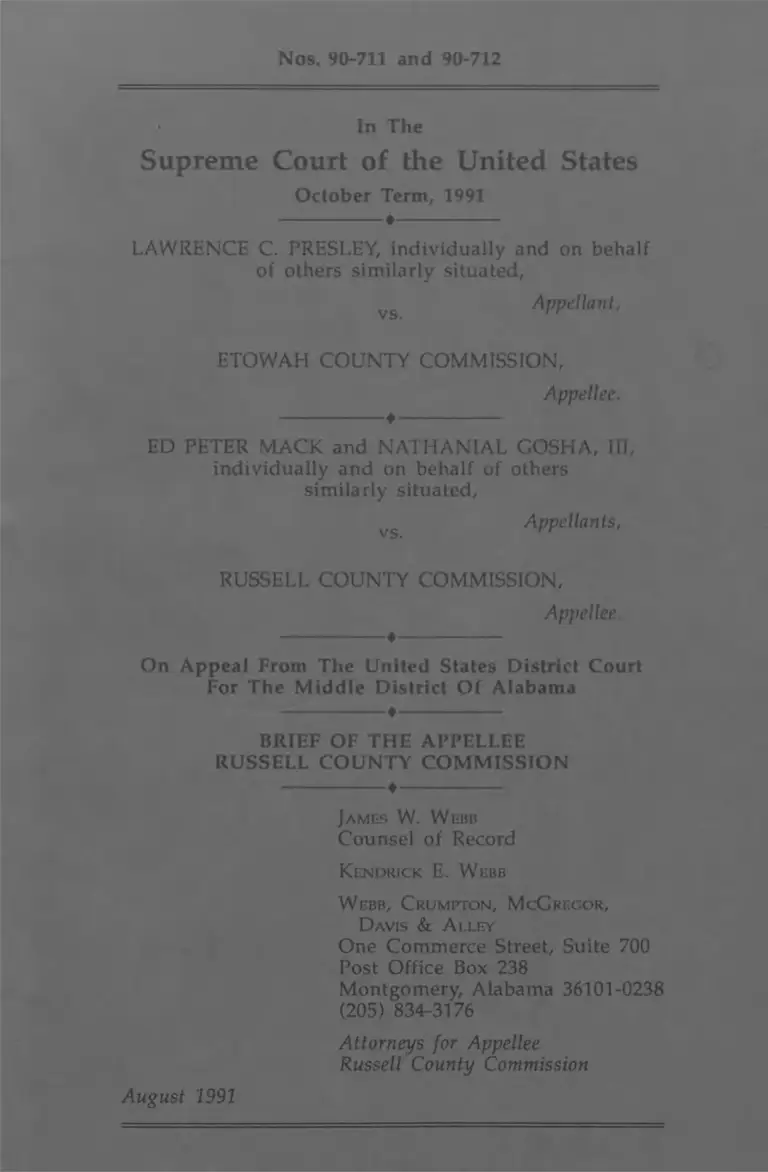 Presley v. Etowah County Commission Brief of the Appellee preview