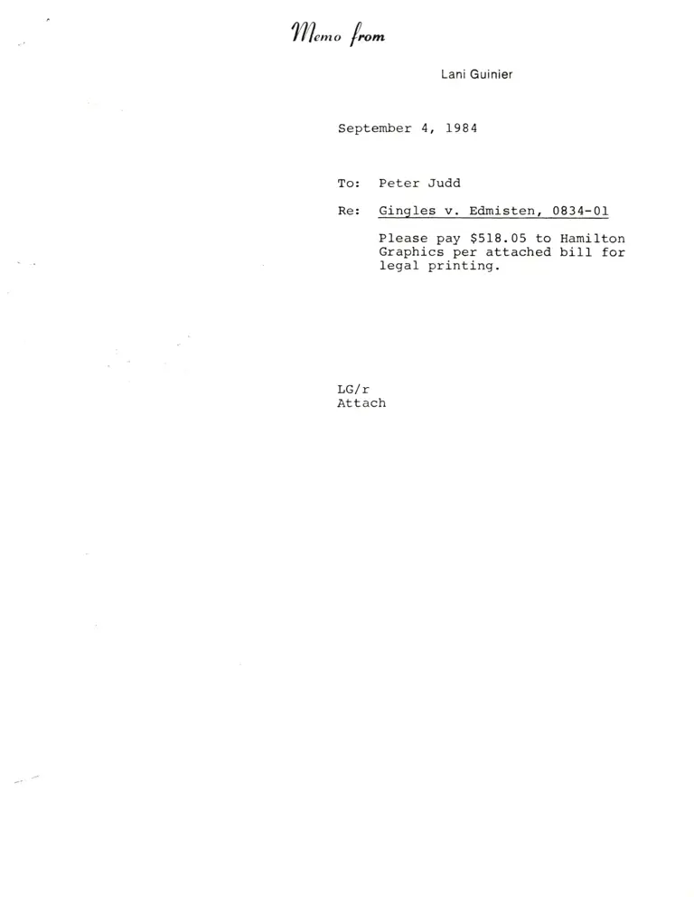 Correspondence from Judd to Guinier; Invoice from Hamilton Graphics preview