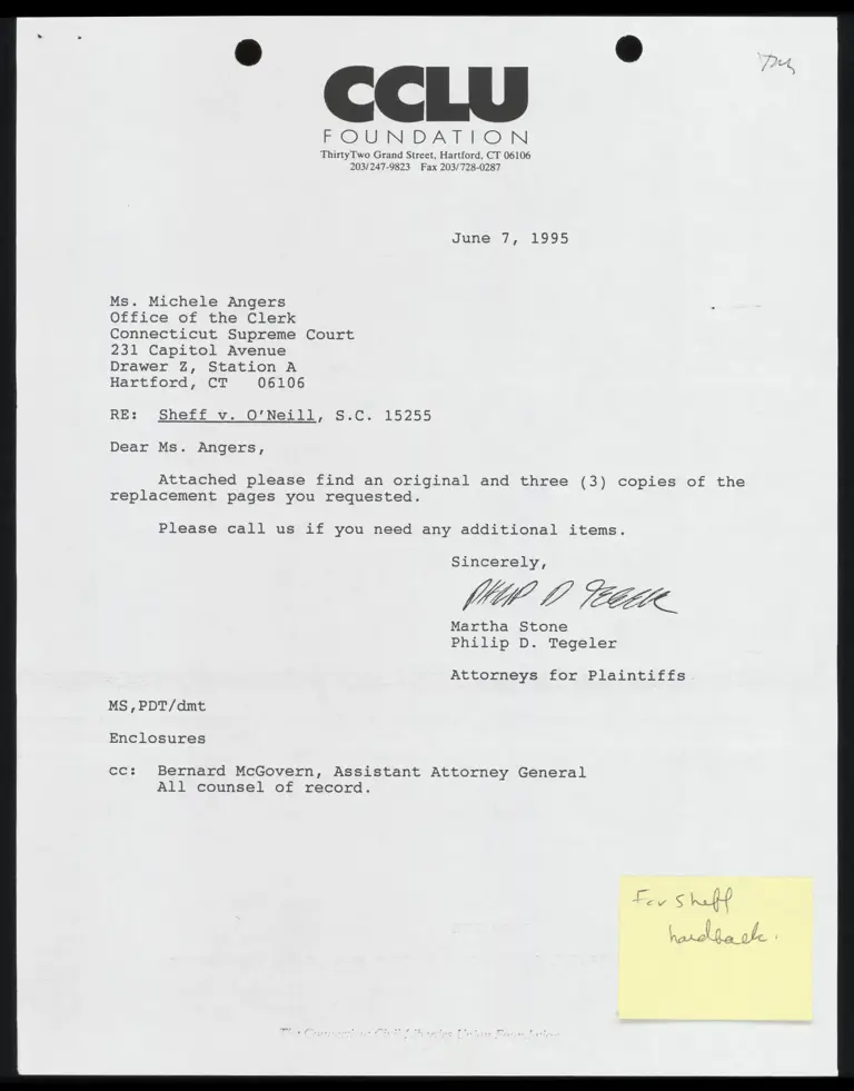 Copies of Replacement Pages with Cover Letter preview