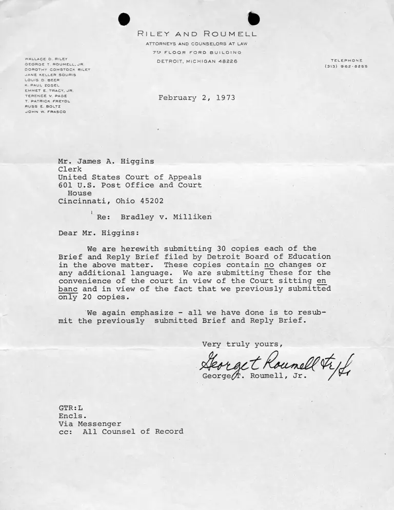 Letter from Roumell to Higgins RE: Submission of Brief and Reply Brief preview