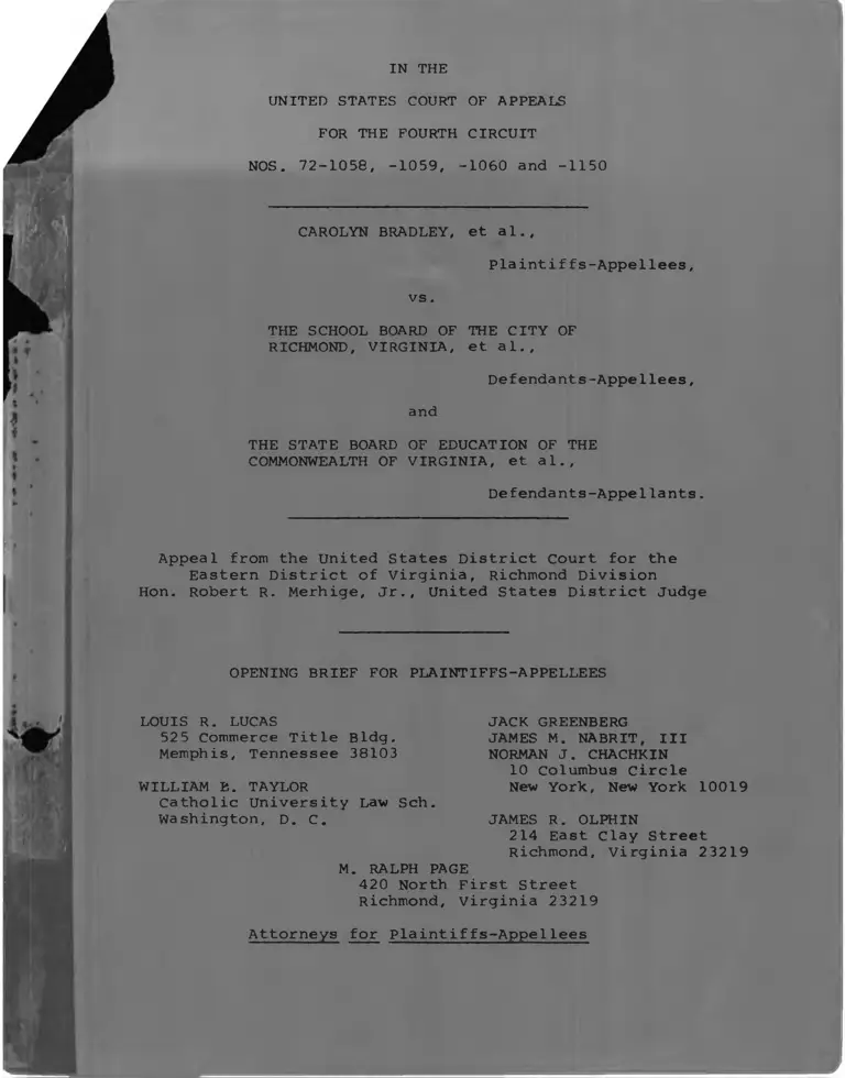 Bradley v. State Board of Education of Virginia Opening Brief for Plaintiffs-Appellees preview