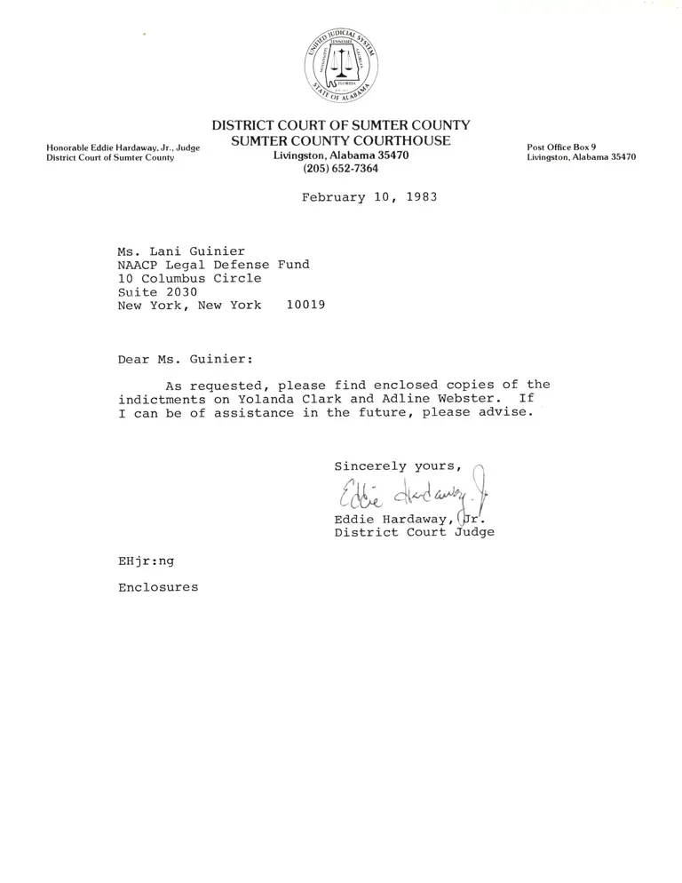 Correspondence from Hardaway to Guinier preview