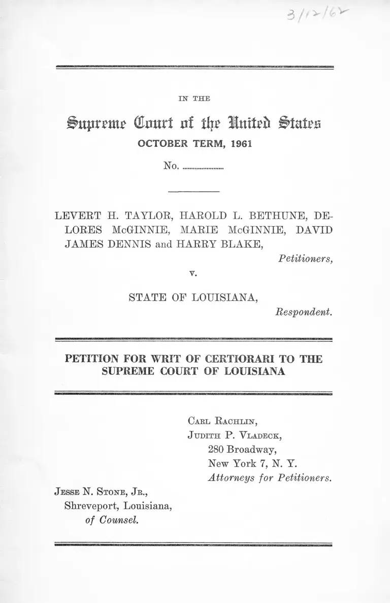Taylor v. Louisiana Petition for Writ of Certiorari preview
