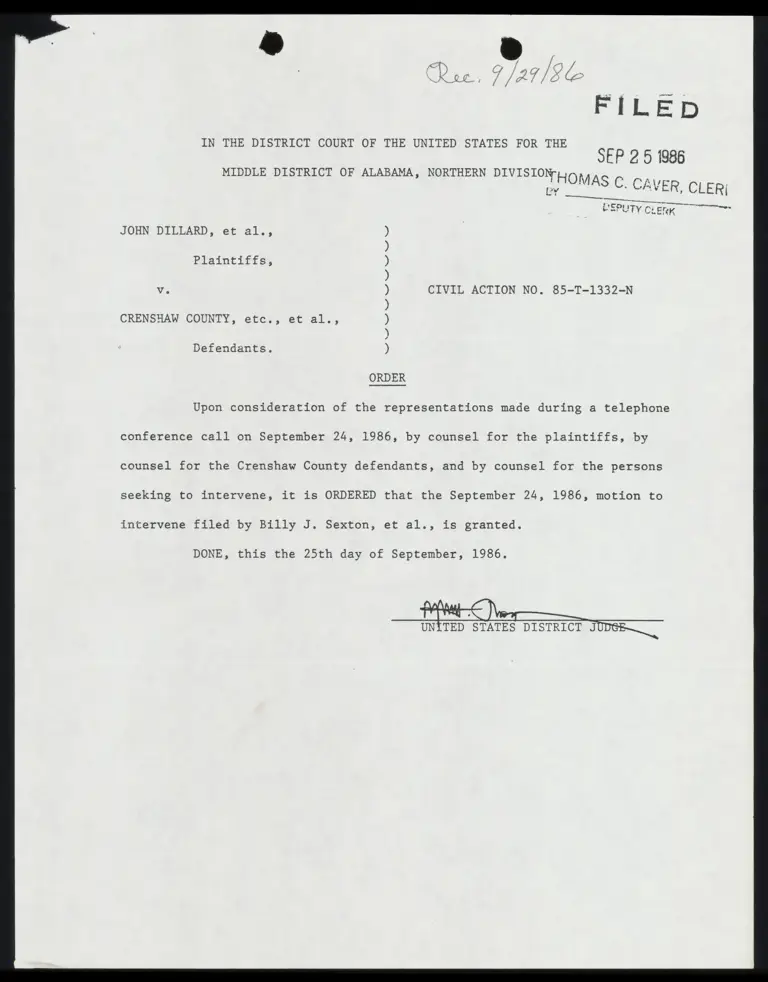 Order Granting Motion to Intervene preview