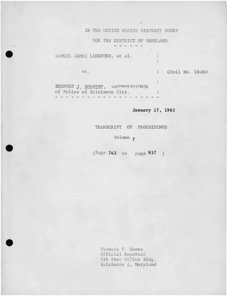 Lankford v. Schmidt Transcript of Proceedings Vol. 7 preview