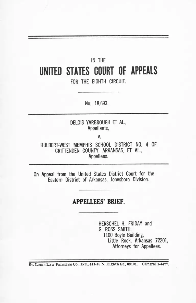 Yarbrough v. The Hubert-West Memphis School District No. 4 Appellees' Brief preview