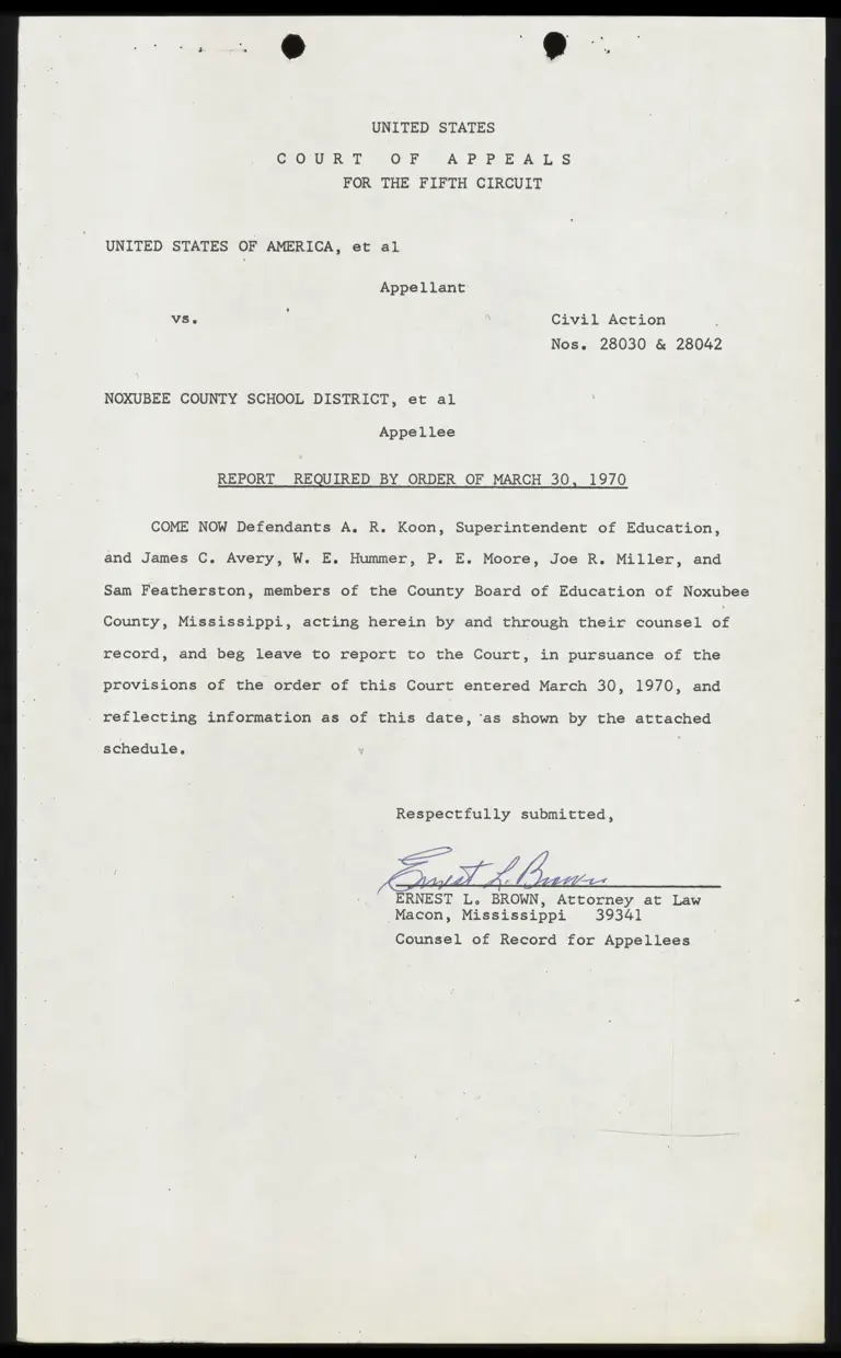 Report Required by Order of March 30, 1970 preview