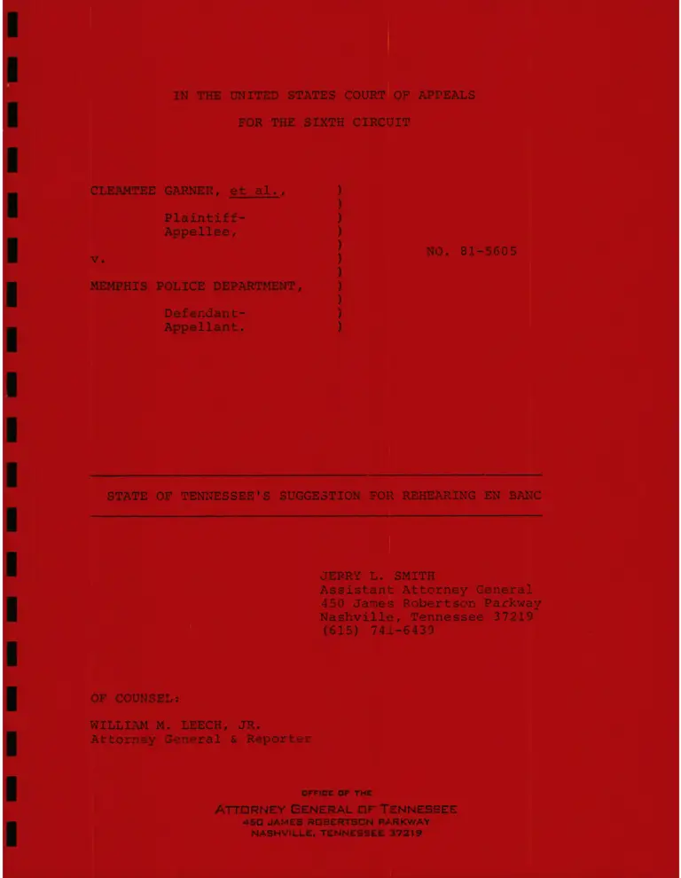 State of Tennessee's Suggestion for Rehearing En Banc preview