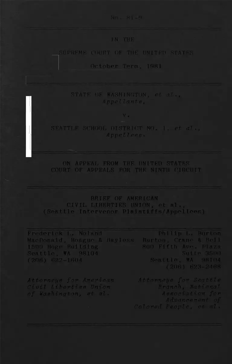 Washington State v. Seattle School District No. 1 Brief of Intervenor-Plaintiffs-Appellees preview