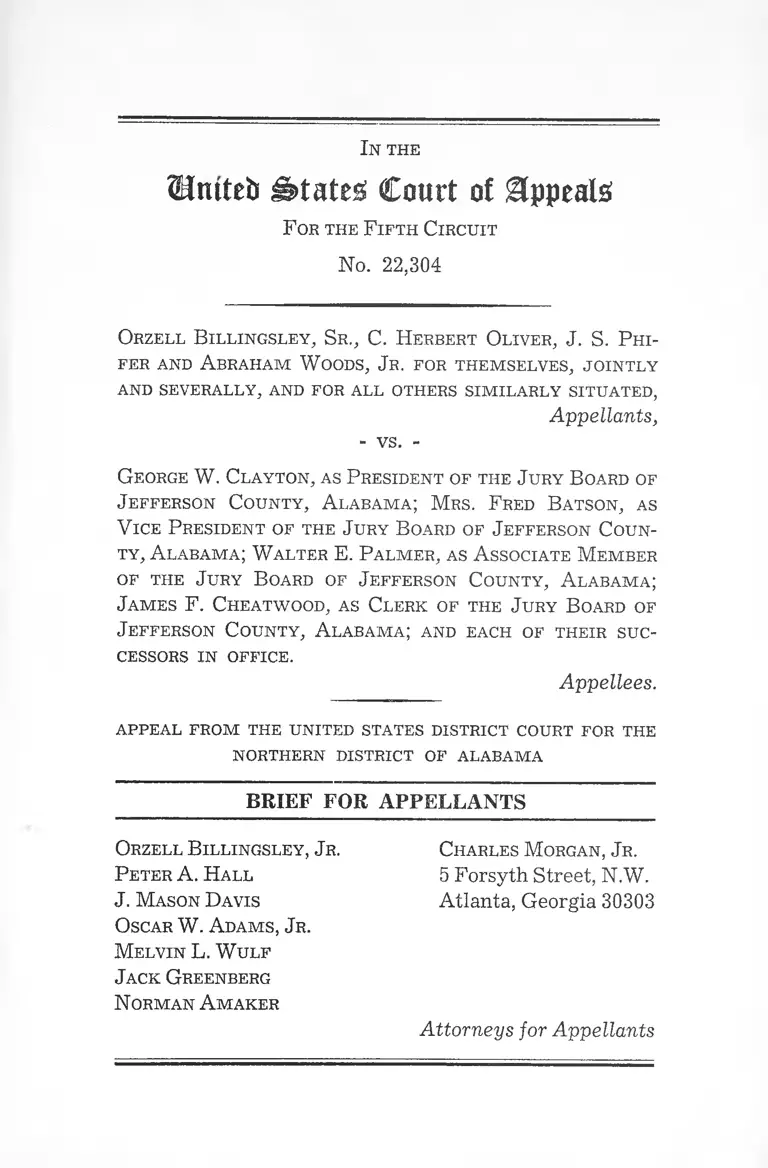 Billingsley v. Clayton Brief for Appellants preview