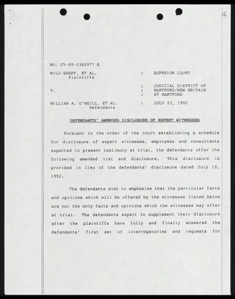 Defendants' Amended Disclosure of Expert Witnesses preview