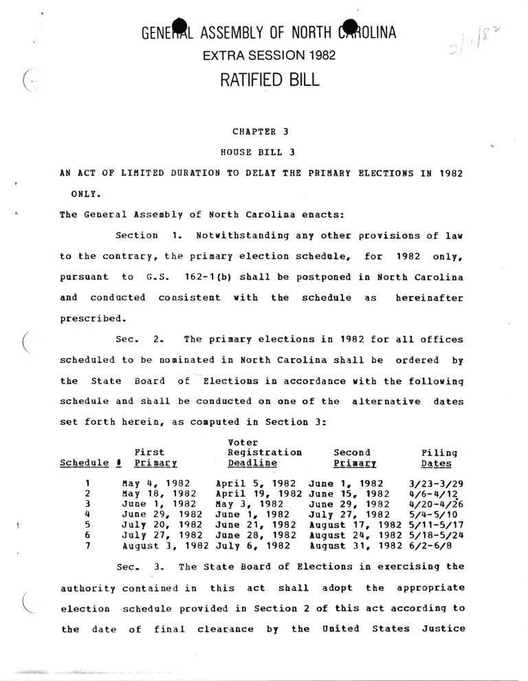 General Assembly of North Carolina House Bill 3 preview