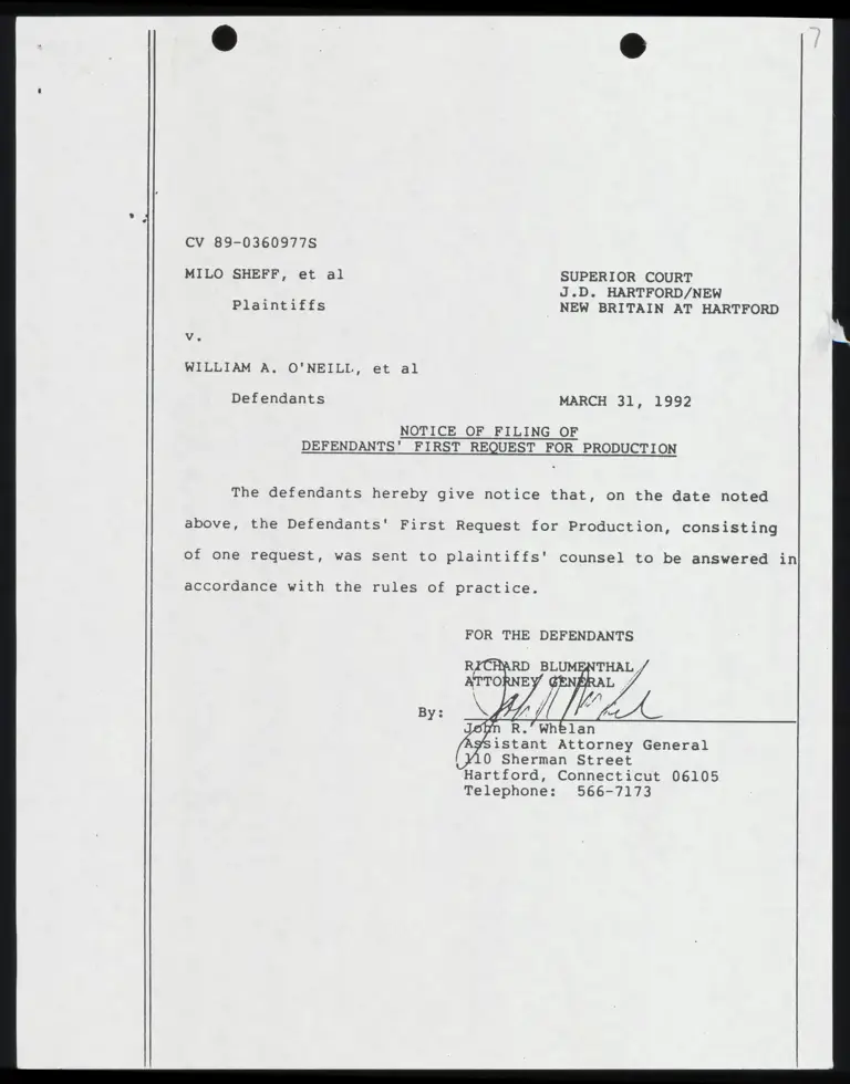 Notice of Filing of Defendants' First Request for Production preview