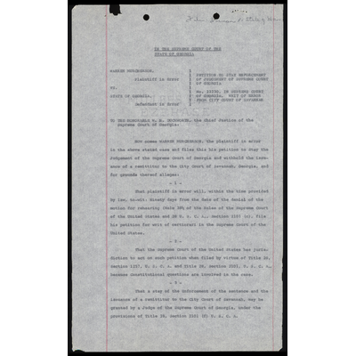 Murcherson v. Georgia Petition to Stay Enforcement of Judgment; Mayfield Oath of Counsel; Order Granting Stay preview