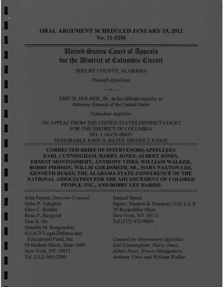 Shelby County v. Holder Corrected Brief of Intervenors Apellees preview