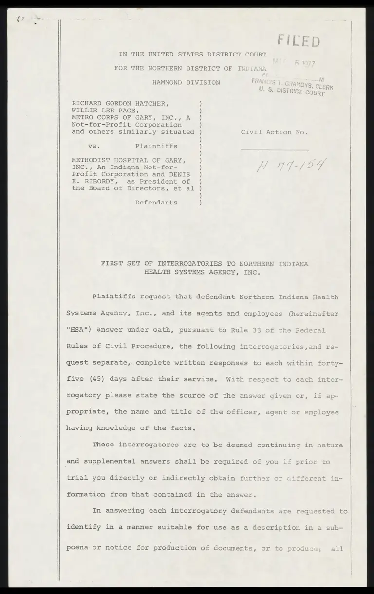 First Set of Interrogatories to Northern Indiana Health Systems Agency, Inc. preview
