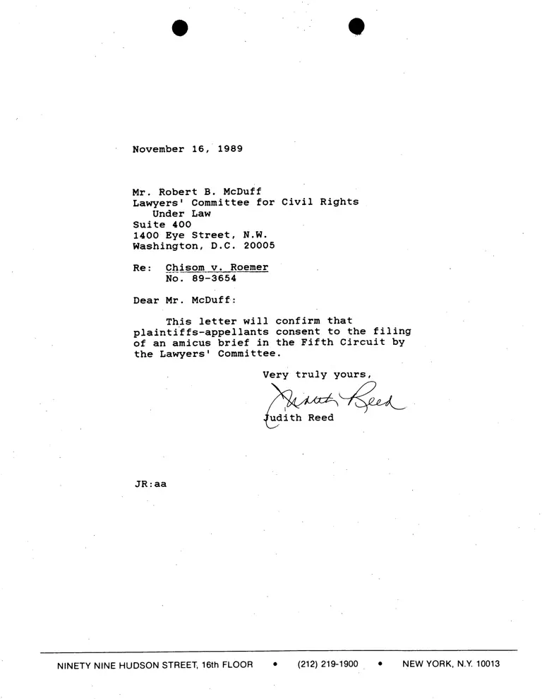 Correspondence from Reed to McDuff preview