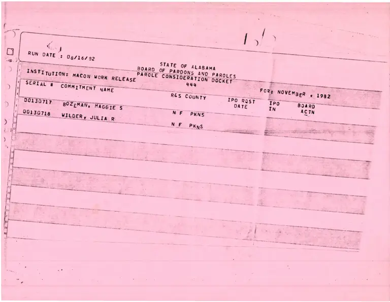 Parole Consideration Docket preview