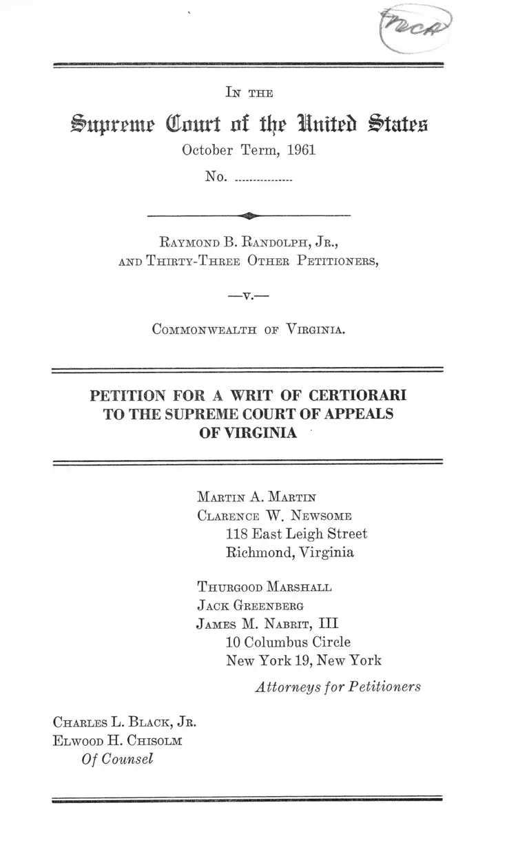 Randolph, Jr. v. Virginia Petition for a Writ of Certiorari preview