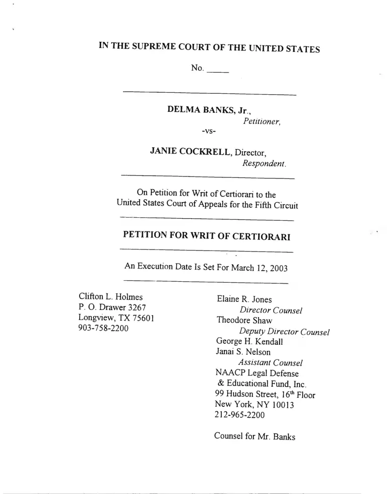 Banks v. Cockrell Petition for Writ of Certiorari preview
