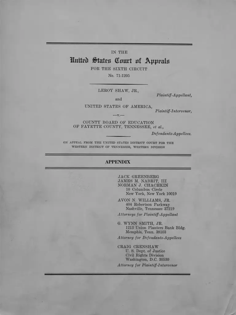 Shaw v USA Appendix preview