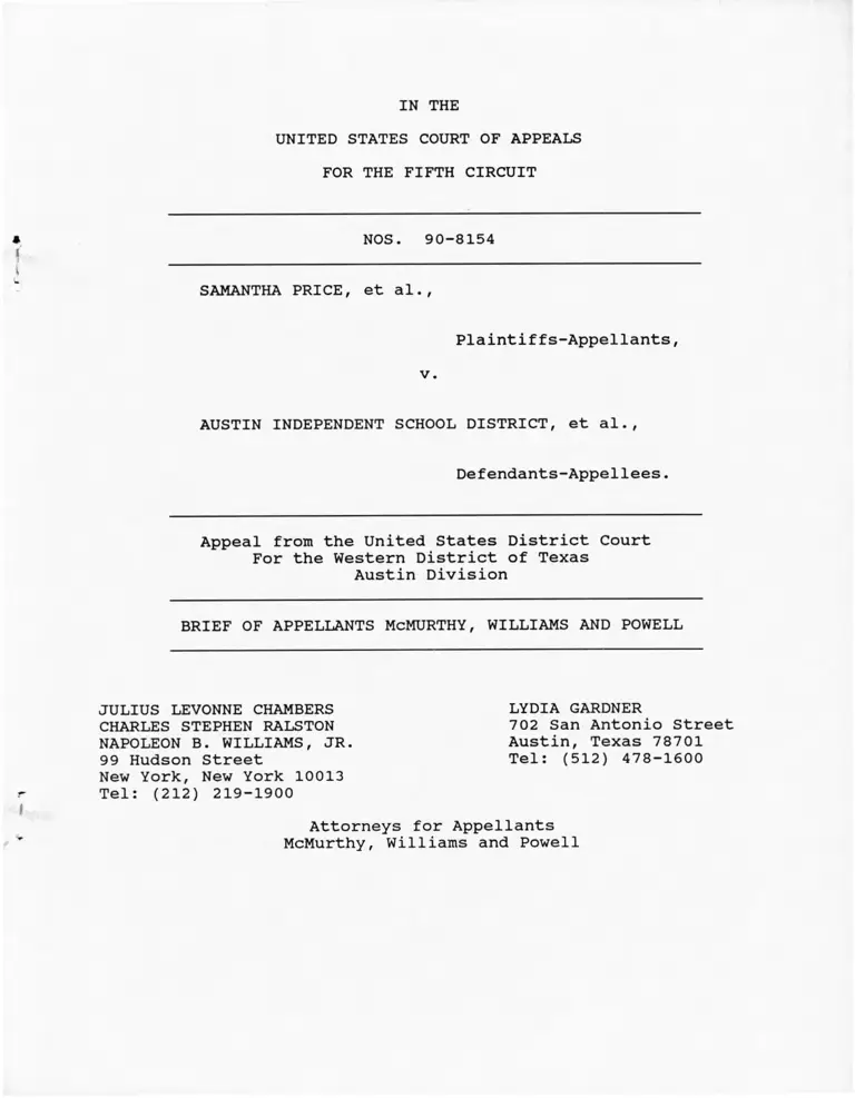 Price v. Austin Independent School District Brief of Appellants preview