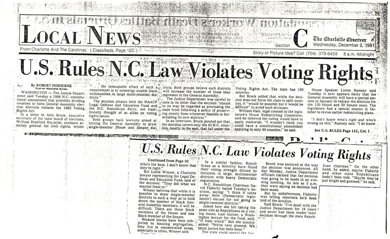 U.S. Rules N.C. Law Violates Voting Rights News Clipping preview