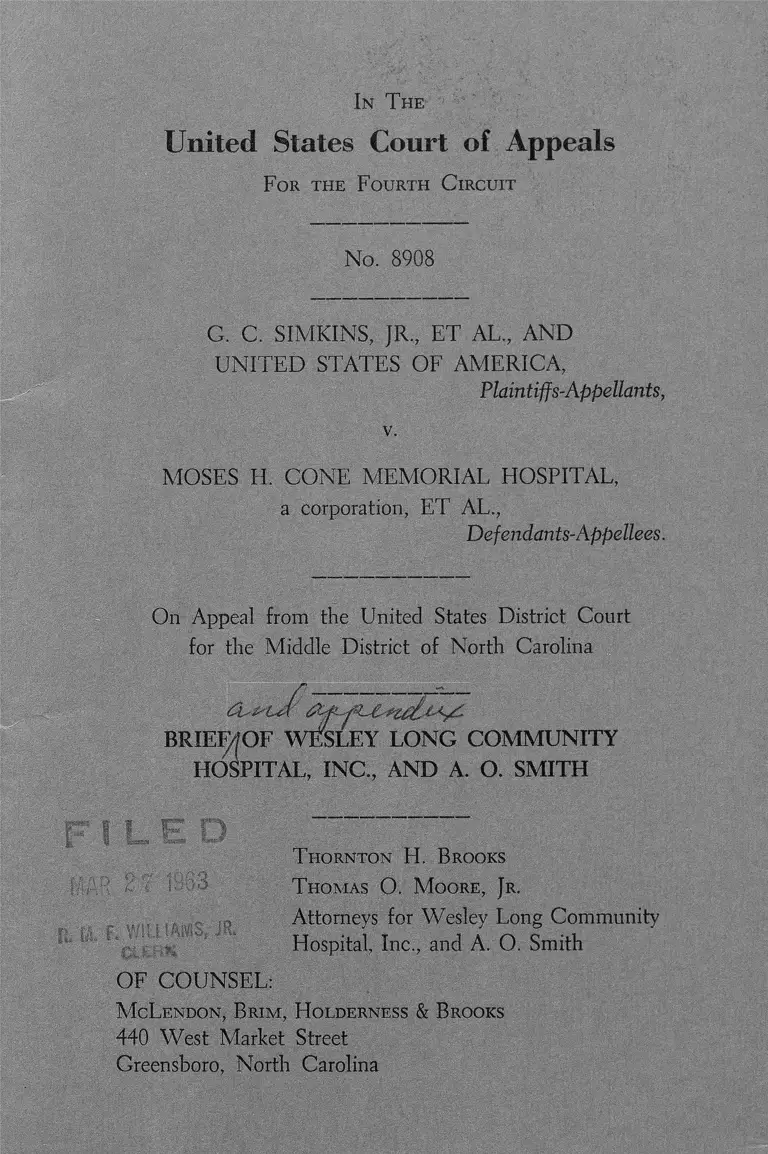 Simkins v Moses H Cone Memorial Hospital Brief and Appendix preview