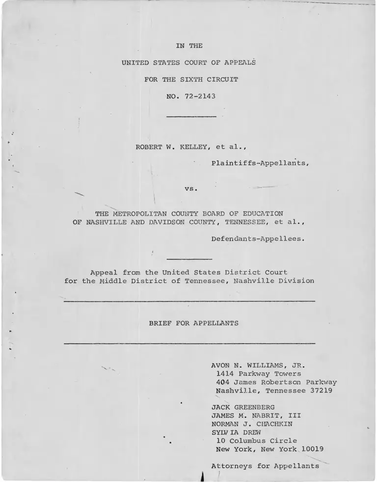 Kelley v. Metropolitan County Board of Education of Nashville and Davidson County, TN Brief for Appellees preview