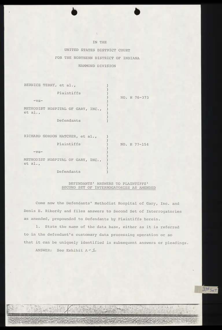 Defendants' Answers to Plaintiffs' Second Set of Interrogatories as Amended preview