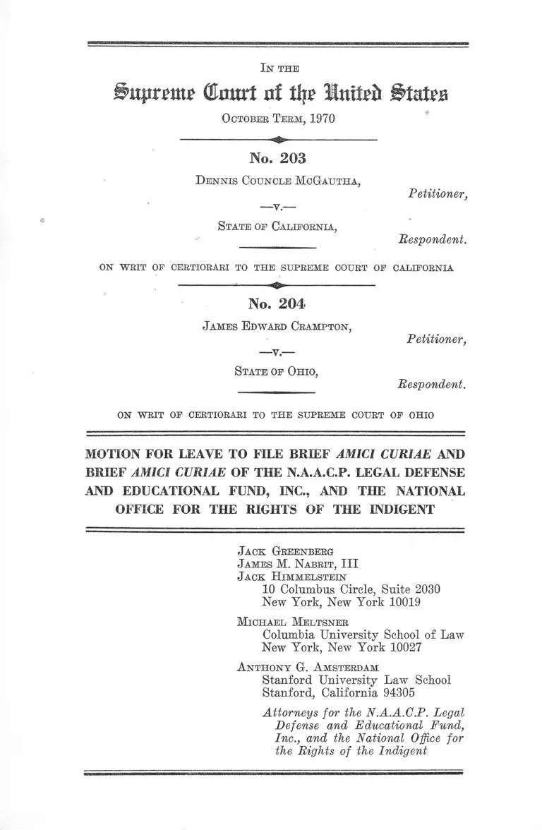 Crampton v State of Ohio Motion for Leave to File Brief Amicus Curiae preview