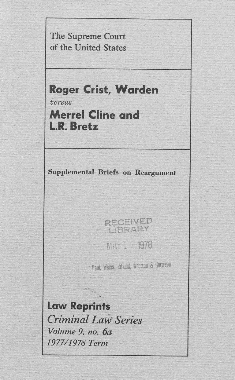 Crist v. Cline Supplemental Briefs on Reargument preview