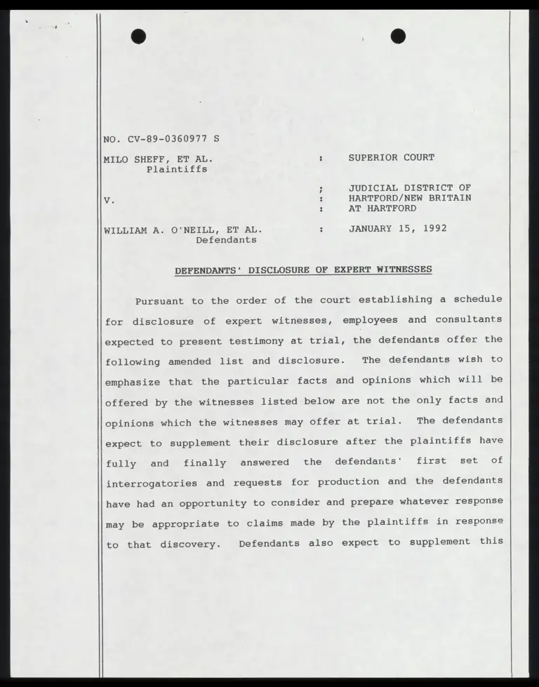 Defendants' Disclosure of Expert Witnesses preview