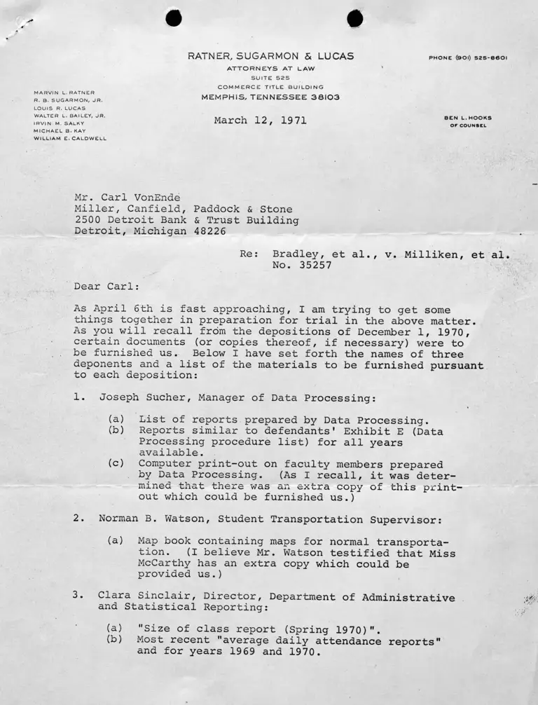 Correspondence from Caldwell to von Ende preview