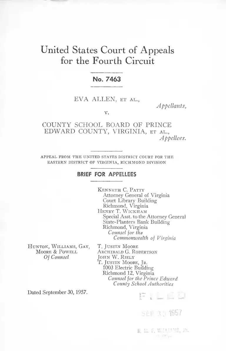 Allen v. County School Board of Prince Edward County, VA Brief for Appellees preview