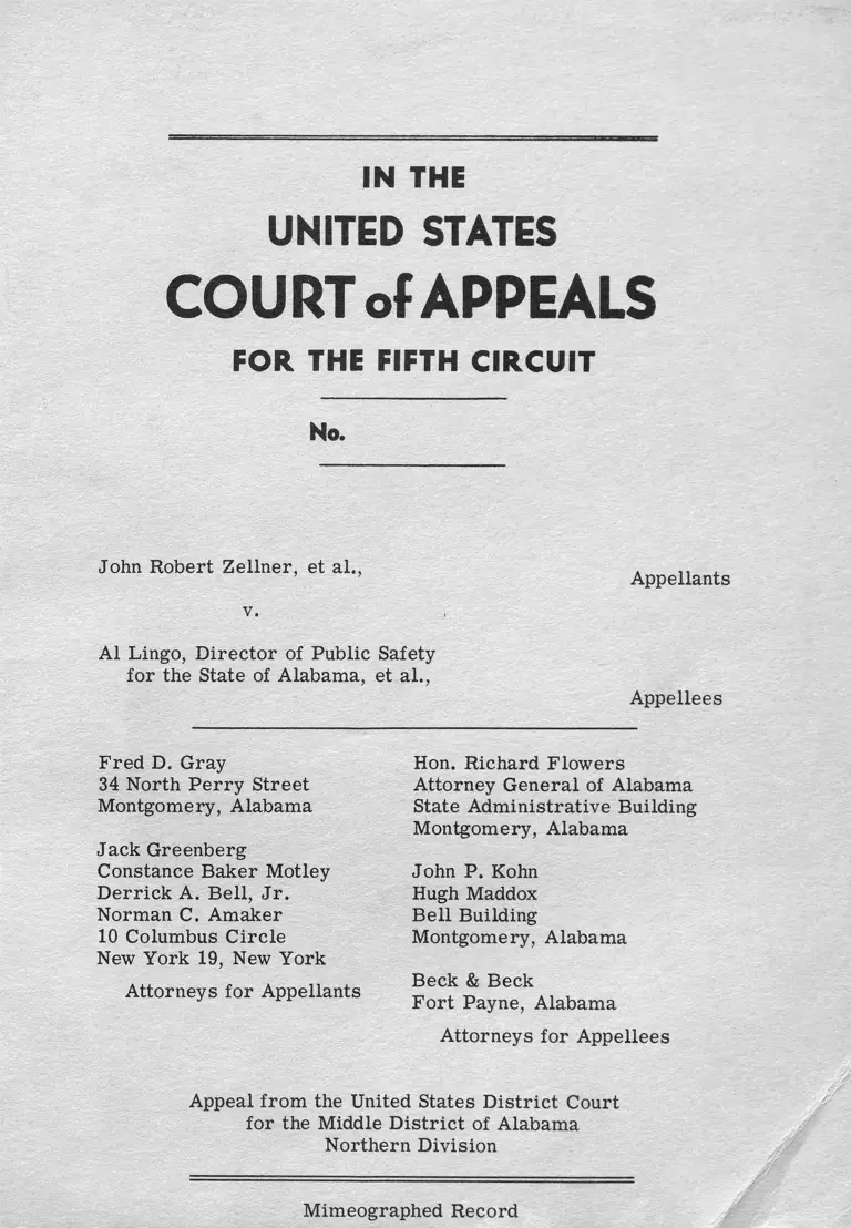 Zellner v. Lingo Mimeographed Record preview