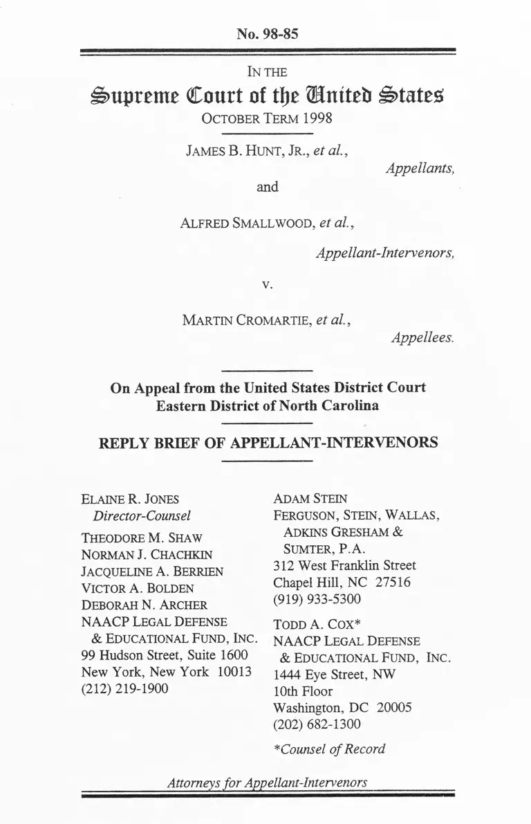 Hunt v. Cromartie Reply Brief of Appellant-Intervenors preview