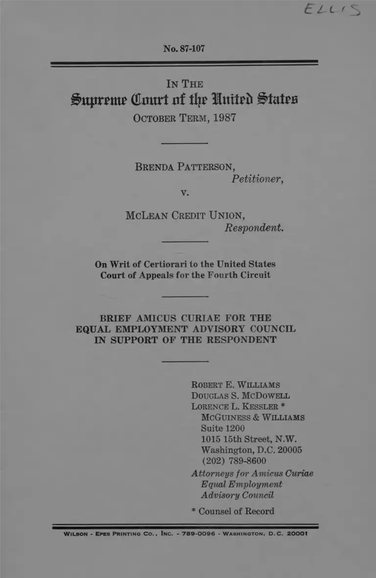 Patterson v. McLean Credit Union Brief Amicus Curiae in Support of Respondent preview