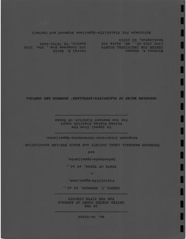Hopwood v. Texas Opposing Brief of Plaintiffs-Appellees' preview