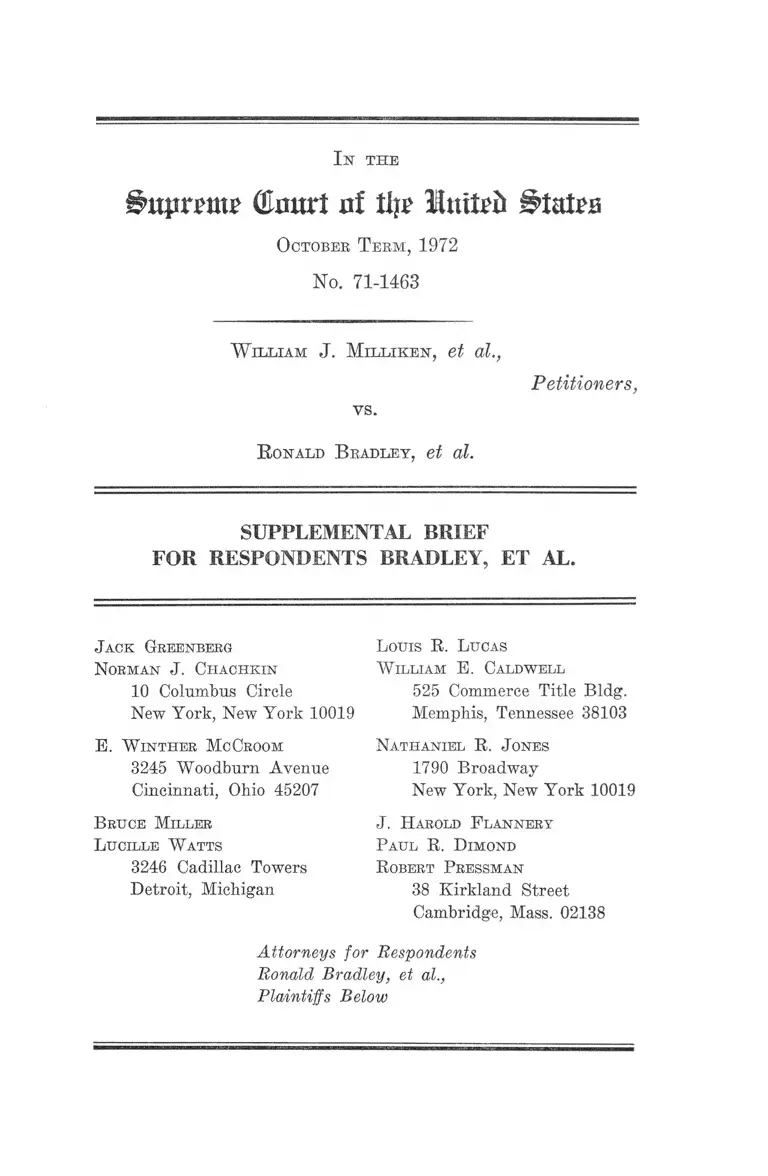 Milliken v. Bradley Supplemental Brief for Respondents Bradley preview