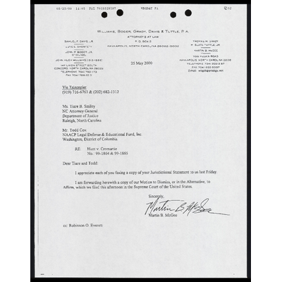 Letter to Smiley and Cox from McGee RE: Copy of Motion to Dismiss/Affirm preview