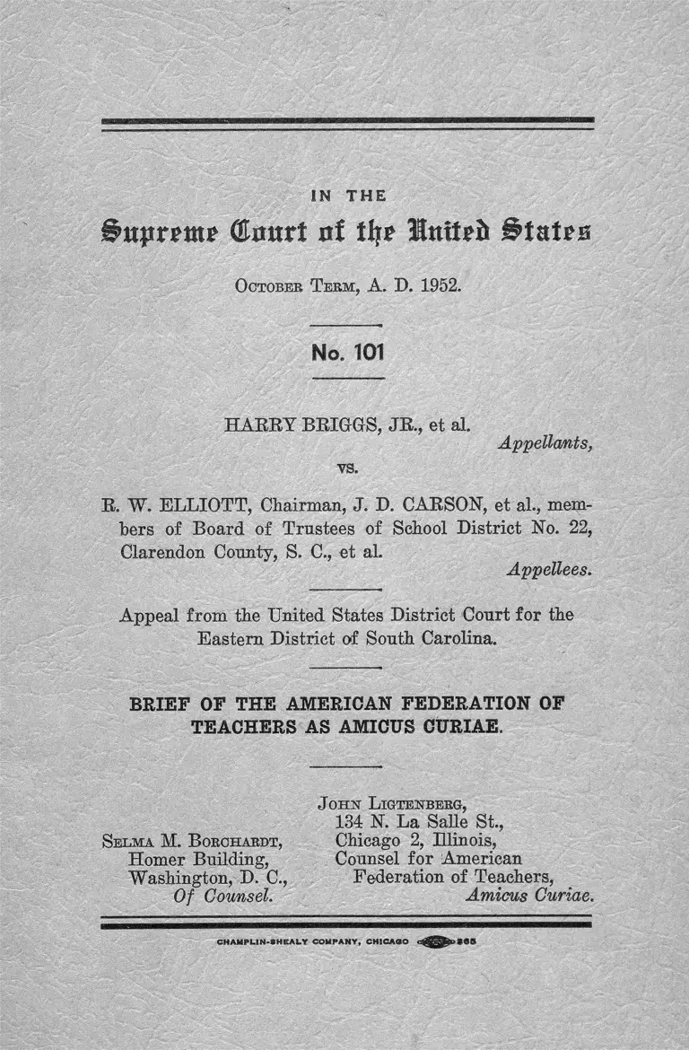 Briggs v. Elliot Brief of the American Federation of Teachers as Amicus Curiae preview