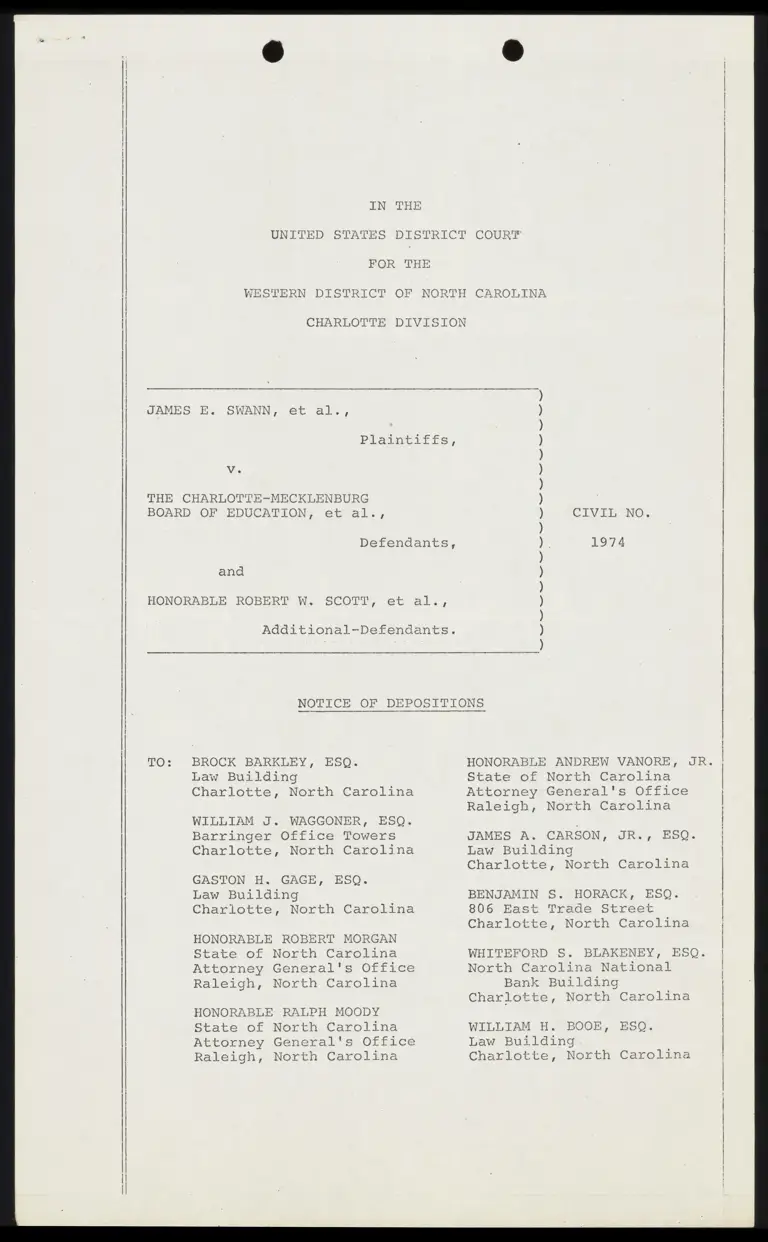 Notice of Depositions preview