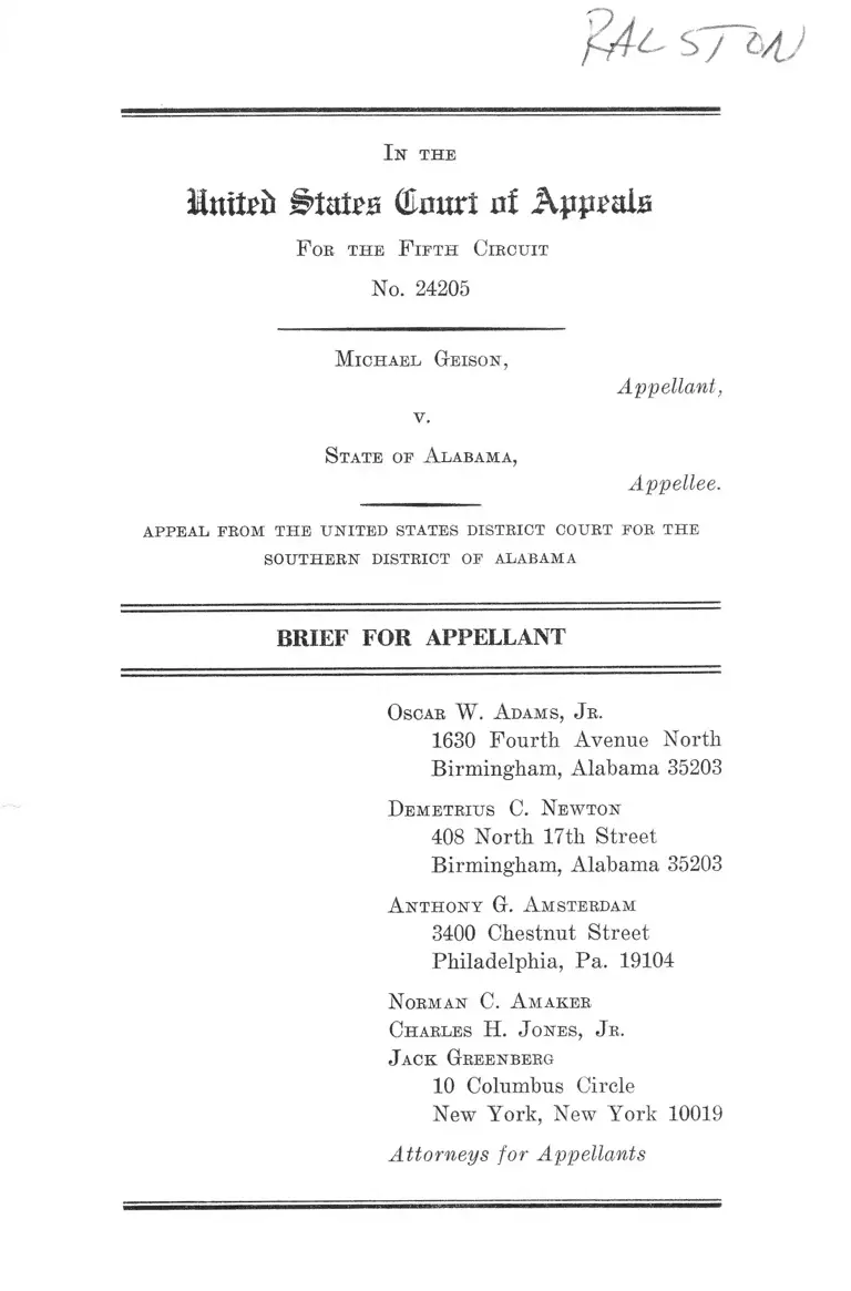 Geison v. Alabama Brief for Appellant preview