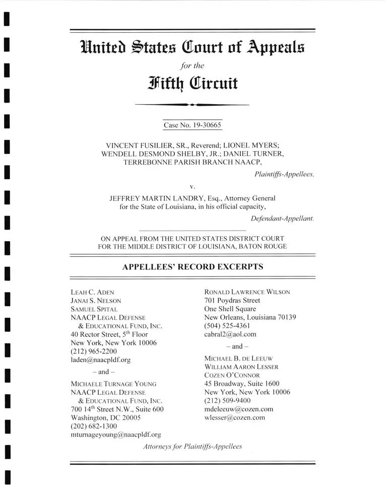 Fusilier v. Landry Appellees' Record Excerpts preview