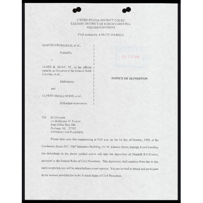 Notice of Deposition (10/1) preview