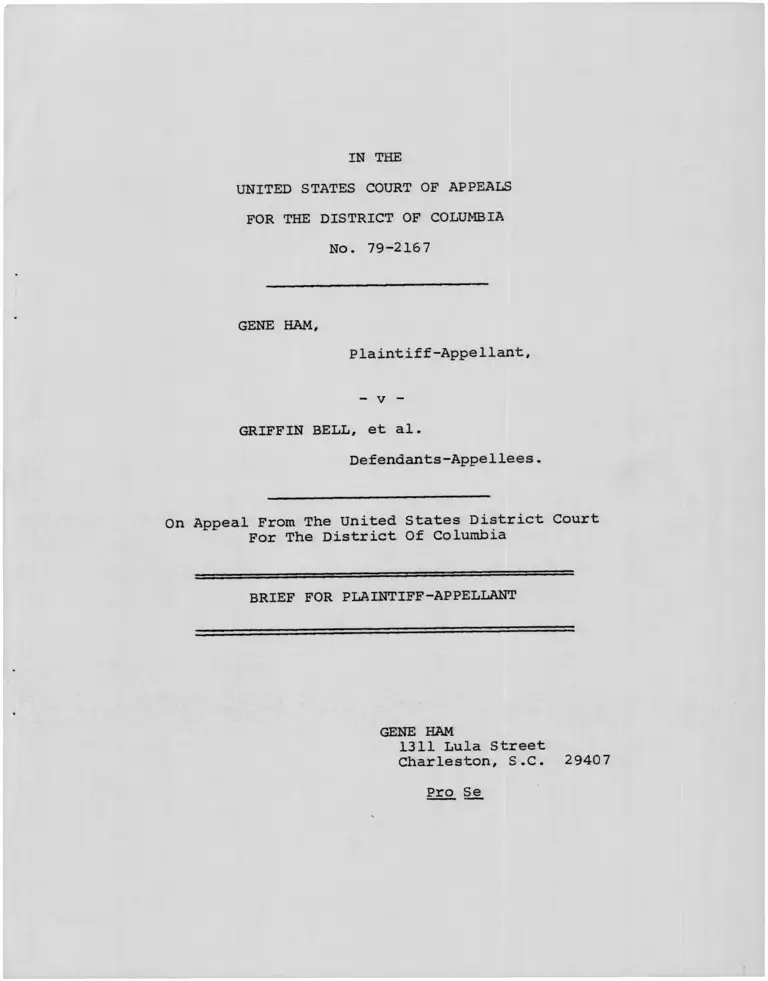 Ham v. Bell Brief for Plaintiff-Appellant preview