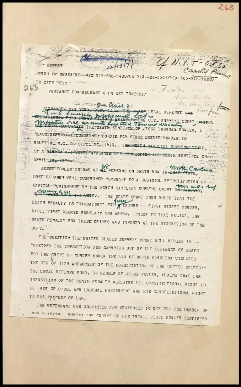 Jesse Fowler Death Penalty Case (Annotated) preview