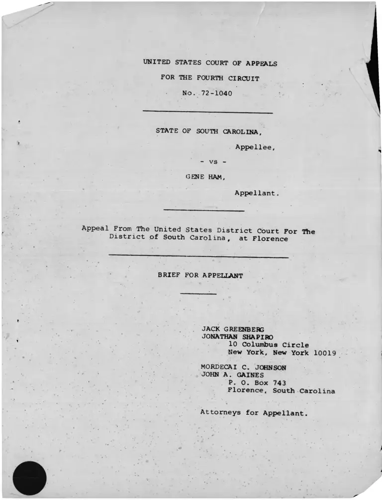 South Carolina v. Ham Brief for Appellant preview